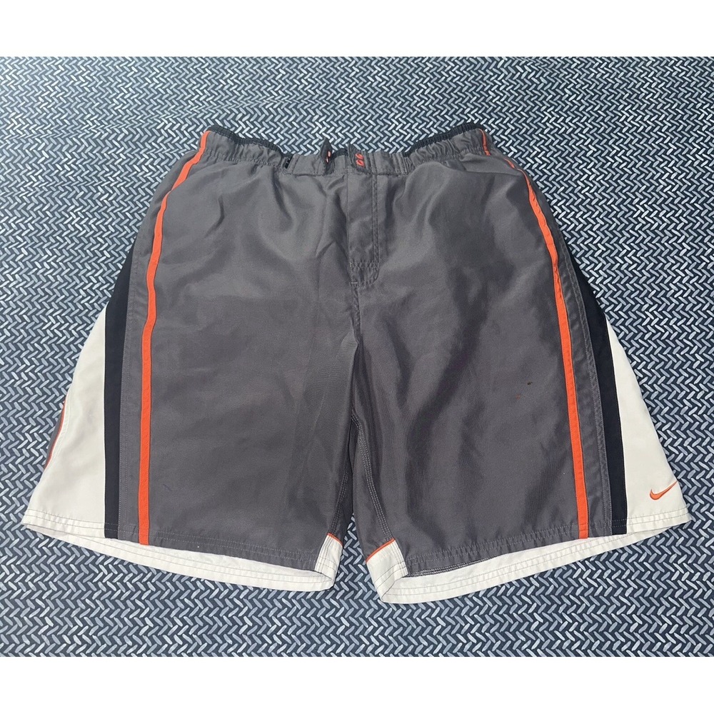 Nike Swim Shorts Men Size XL Gray/orange/ Trunks Board Shorts Lined /NO Strings‎